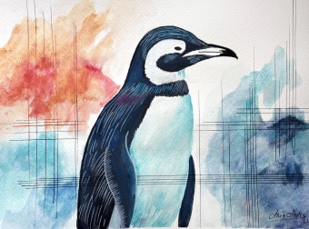 Die Anmut des Antarktis, 30x40cm, Aquarelltechnik