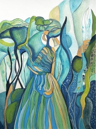 Die-Seele-des-Waldes, 30x40 cm, Mischtechnik auf Papier