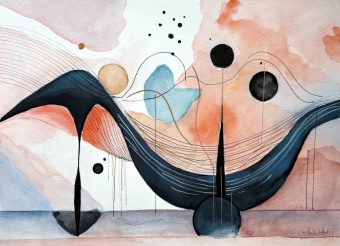 Harmonic Fluss, 30x40cm, Mischtechnik auf Papier