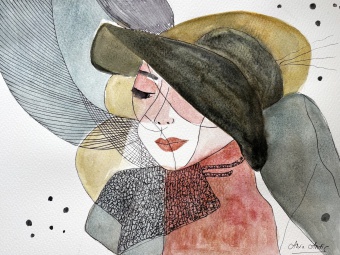Verborgene Eleganz, 30x40cm, Aquarelltechnik auf Papier