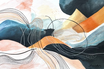 Cosmic Flow, 30x40cm, Mischtechnik auf Papier