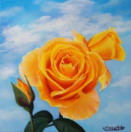 Gelbe Rosen, 20x20cm, Acryl auf Leinwand