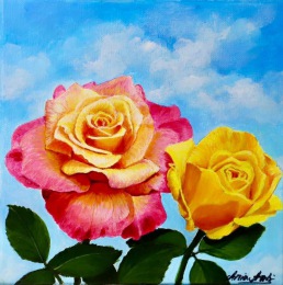 Rosen, 20x20cm, Acryl auf Leinwand