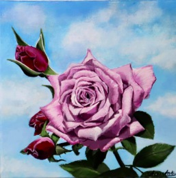 Lila Rose, 20x20cm, Acryl auf Leinwand
