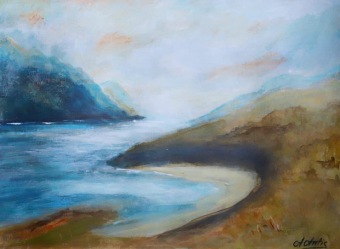 Impressionistische Landschaft, 31x23 cm, Acryl auf Papier