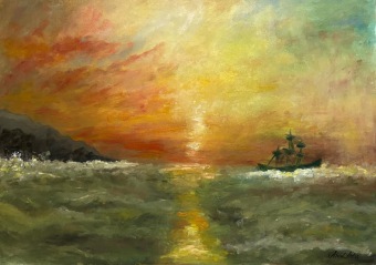 Sonnenuntergang, 50x70cm, Öl auf Leinwand