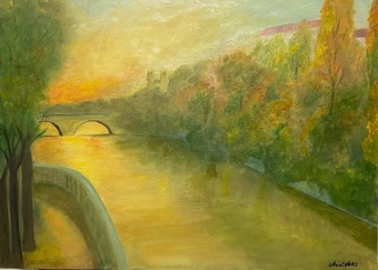 München am Abend, 70x50cm, Öl auf Leinwand
