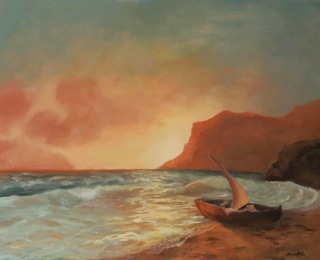 Sonnenuntergang, 80x100 cm, Öl auf Leinwand