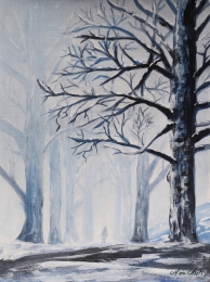 Bäume im Winter, 23x32cm, Acryl auf Papier